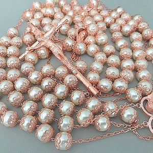 Swarovski Crystal Pearls lazo de boda tono oro rosa /lasso de boda en perlas oro rosa / boda laso/ lazo de Boda