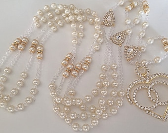 Swarovski Pearls Wedding lasso cream Ivory color/ lazo para boda en perlas cremita./ wedding lazo/ ivory pearls lasso