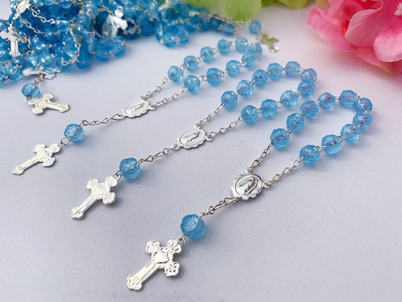 24 Pezzi Di Mini Rosario Bomboniere Argento Nero, Battesimo, Prima - Foto 2