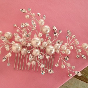 Bridal Hair comb with Off White Crystal pearls wedding hair comb,wedding Hair accesories,pearl Bridal Comb, wedding comb,bridal Head pieces