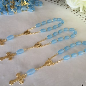 60 pc baptism favors/ mini rosary/frosted beads gold plated / christening favors/ recuerditos / communion favors
