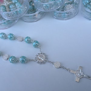 15 Baptism  favors Bracelets light blue/communion favors/ recuerdos para bautizo /car mirror charms/christening favors / communion favors