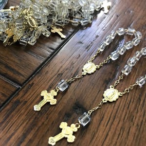 25 pc baptism  favors decades/ mini rosary / communiion favors/ recuerditos bautizo/ christening favors crystal