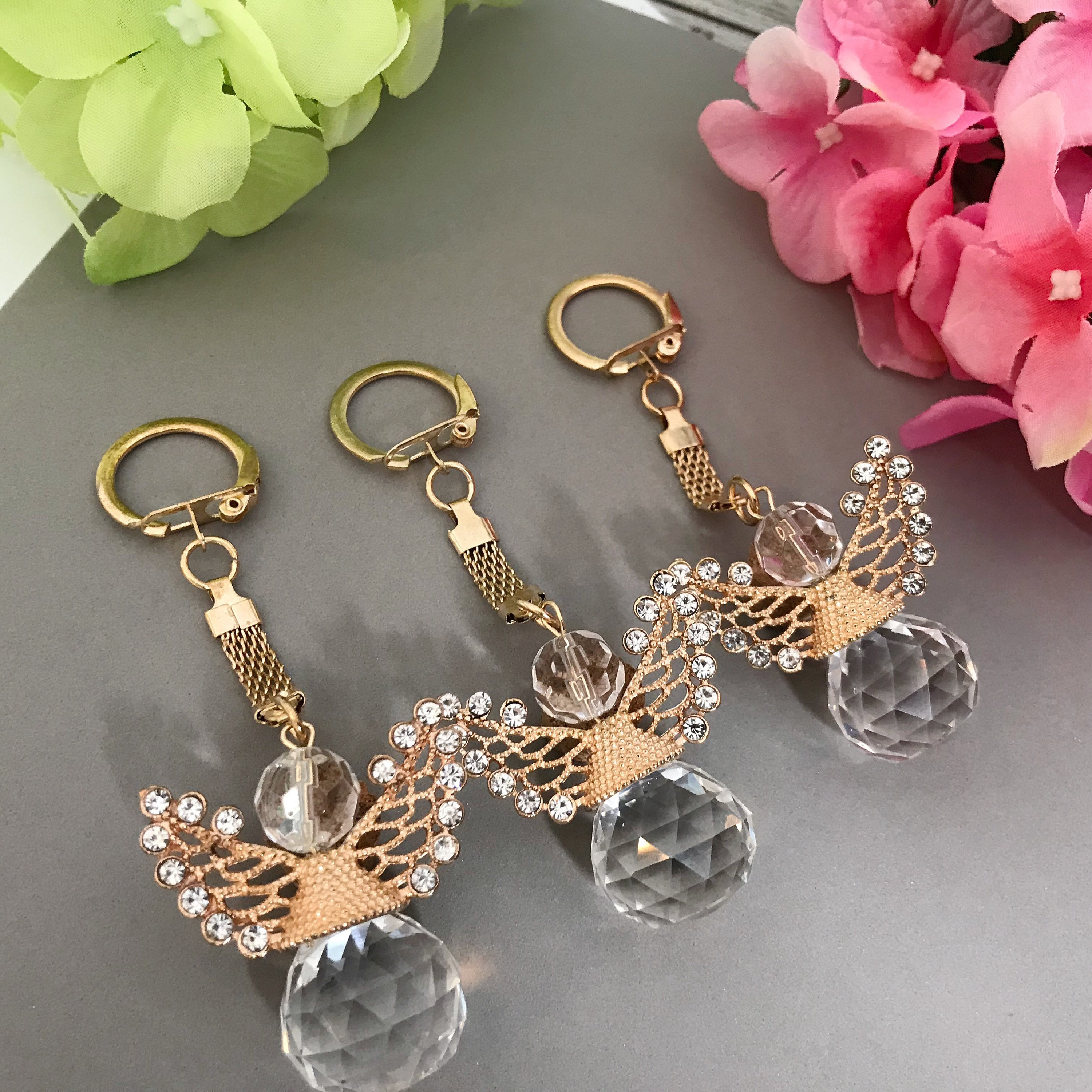 24 Angel Keychains for Baptism Favors With 24 Organza Bags Organza Bags ...