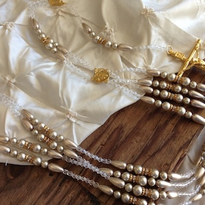 Beige Crystal Pearls Wedding lasso/Lazo de bodas en perlas de crystal