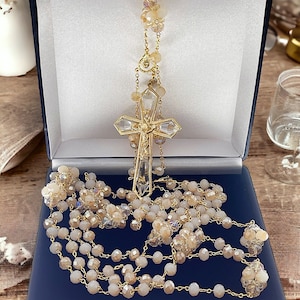 FREE SHIPPING Ivory Gold Cut Crystal Wedding Lasso Gold Tone Finish/Lazo Para Boda Cristal Beige Terminado en Tonos Oro/Bodas De oro
