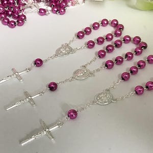 25 baptism favors  ligh Purple  Faux Round pearls/ christening Favors/communion favors/recuerdos de bautizo/ mini Rosary