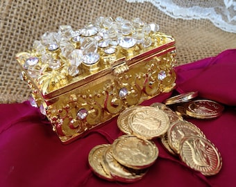 Wedding arras  embellished with crystal Gold plated/ Set de arras para boda decoradas con crystal bañados en Oro