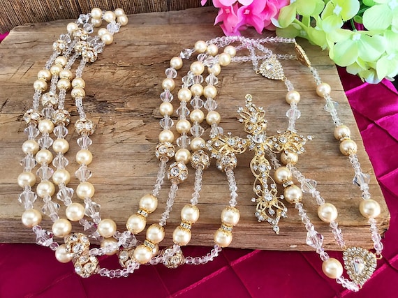 Ivory Pearl and AB Crystal Flower Girl Jewelry Set