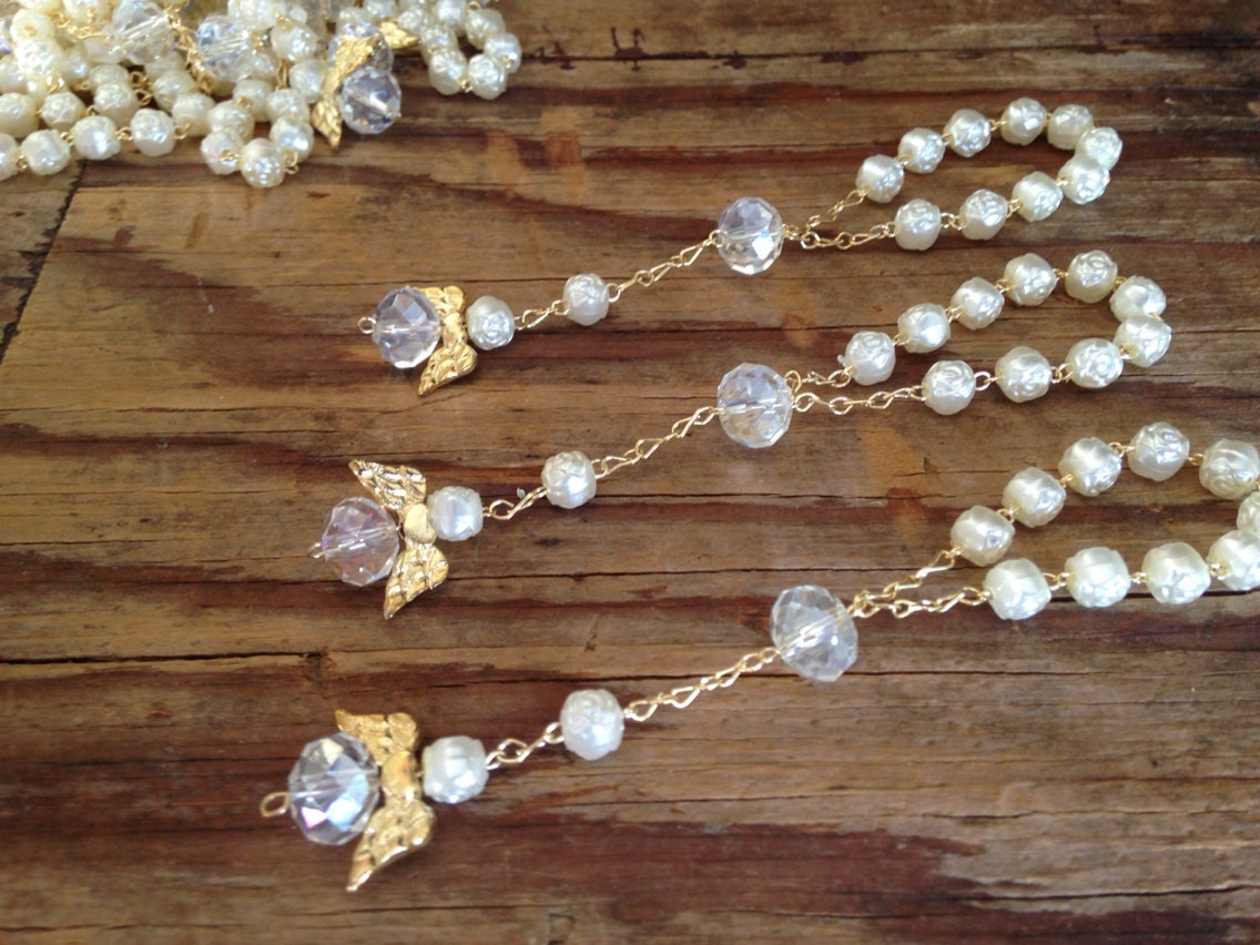 Wedding Favors Baptism Favor 12PC Rosary Wrap Angel Bracelet Recuerdos de Bautizo Christening Gift for Guest Pearl White Wedding Favors Baptism Favor 12PC Rosary Wrap Angel Bracelet Recuerdos de Bautizo Christening Gift for Guest Pearl White