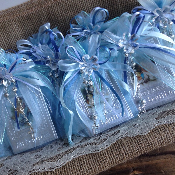 12 Baptism Favors/ recuerdos  de Bautizo 12 pcs color azul/ christening favors prayer books/ recuerditos bautismo/