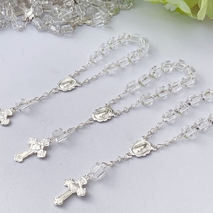 25 pc Clear glass Cubes baptism  favors decades/ mini rosary / communion favors/ recuerdos de  bautizo/ christening favors