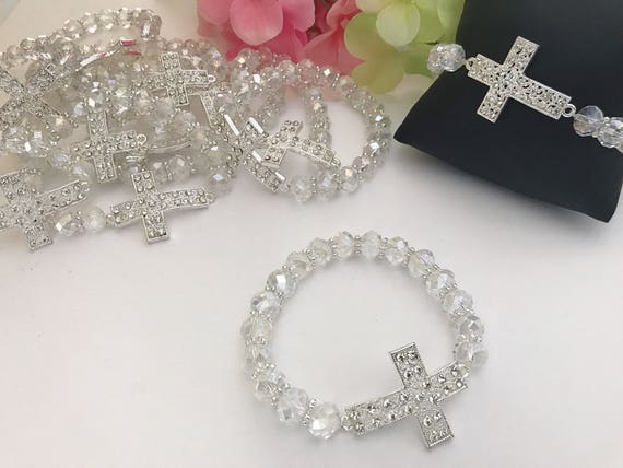 Braccialetto bianco con finte perle per ragazze regalo per prima comunione con biglietto Braccialetto bianco con finte perle per ragazze regalo per prima comunione con biglietto
