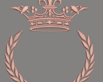 Crown and laurel wreath embroidery design