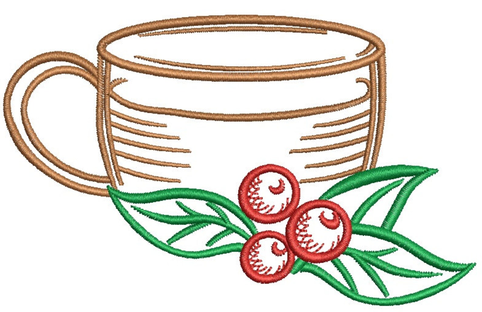 Cup of Tea and Cranberry Machine Embroidery Design Tested Etsy