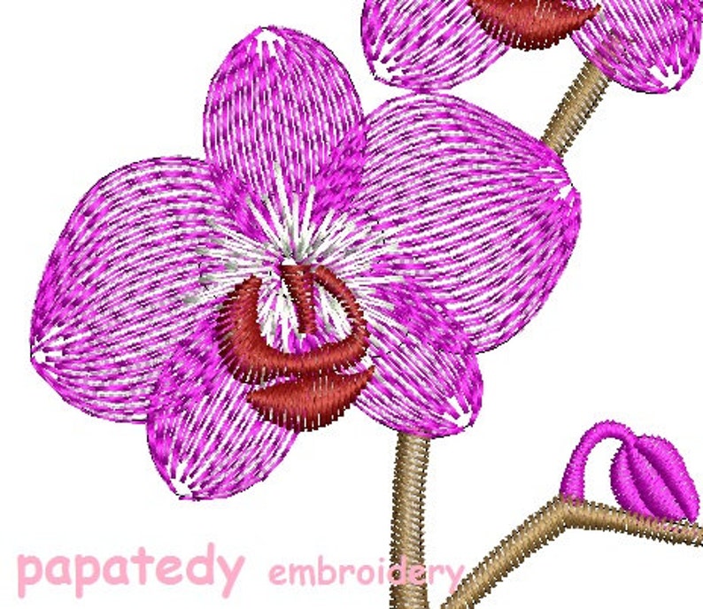 Orchid Machine Embroidery design tested Etsy