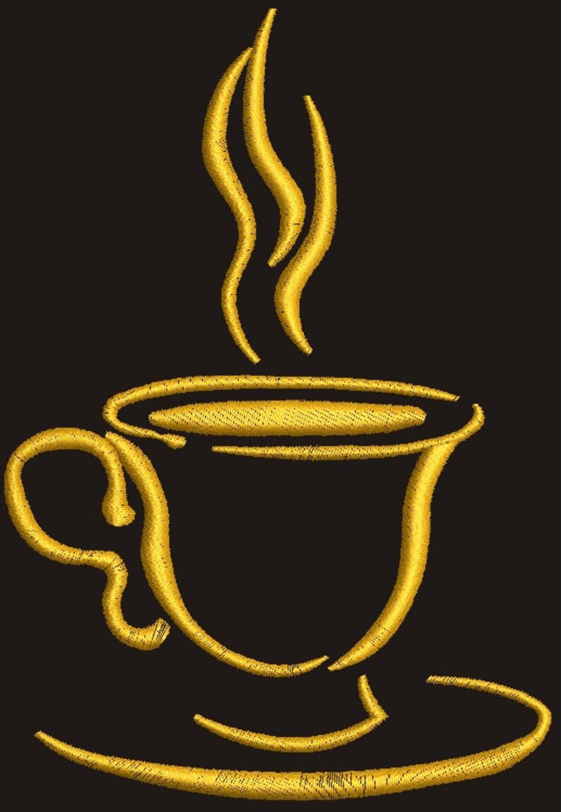 Cup of Coffee Machine Embroidery Design / 4 Sizes Etsy