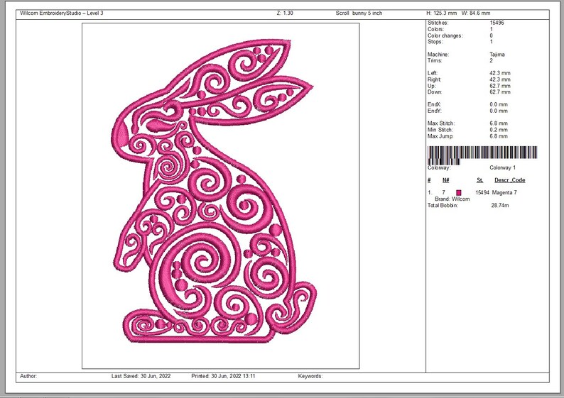 Scroll Outline Bunny Embroidery Design for Machine Embroidery - Etsy