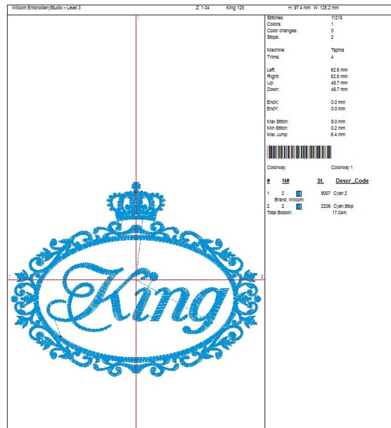 King Crown in an Oval Frame With a Floral Pattern Machine | Etsy