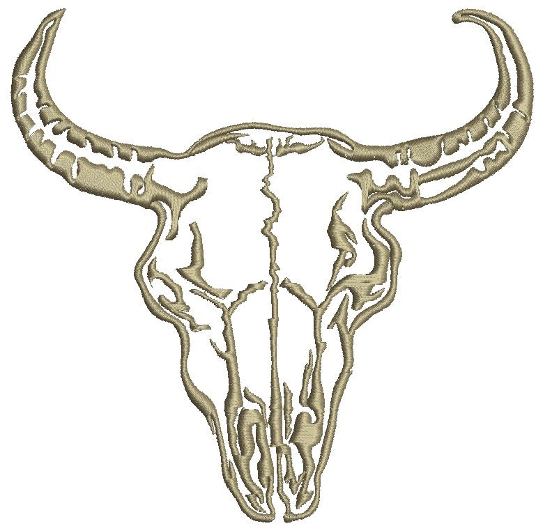 Bull skull machine embroidery designs instant download  etsy