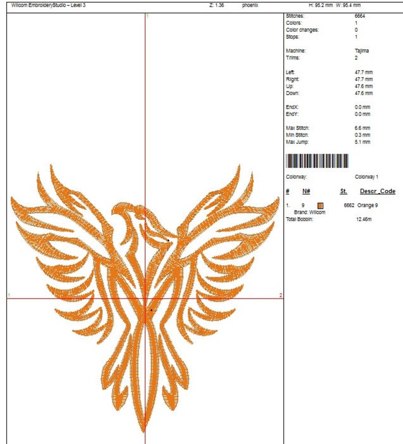Phoenix machine embroidery design tested  etsy
