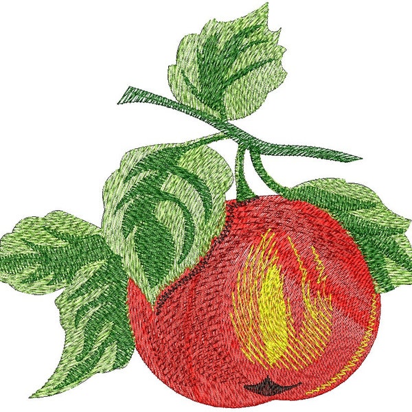 apple and leaves Machine Embroidery Design