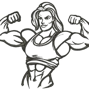 woman body builder Machine Embroidery Design, Instant Download