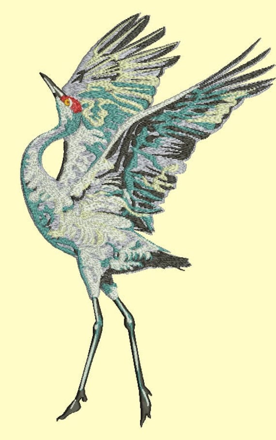 Crane Embroidery Design Etsy
