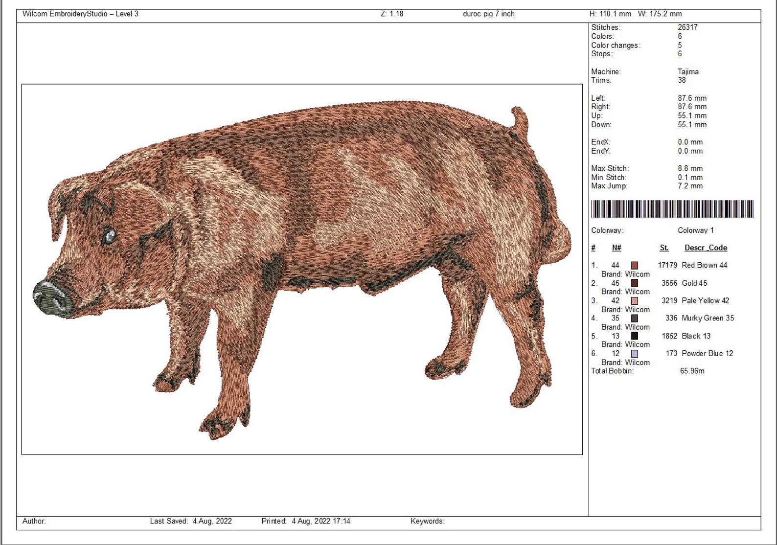 Duroc Pig Machine Embroidery Designs INSTANT DOWNLOAD Etsy