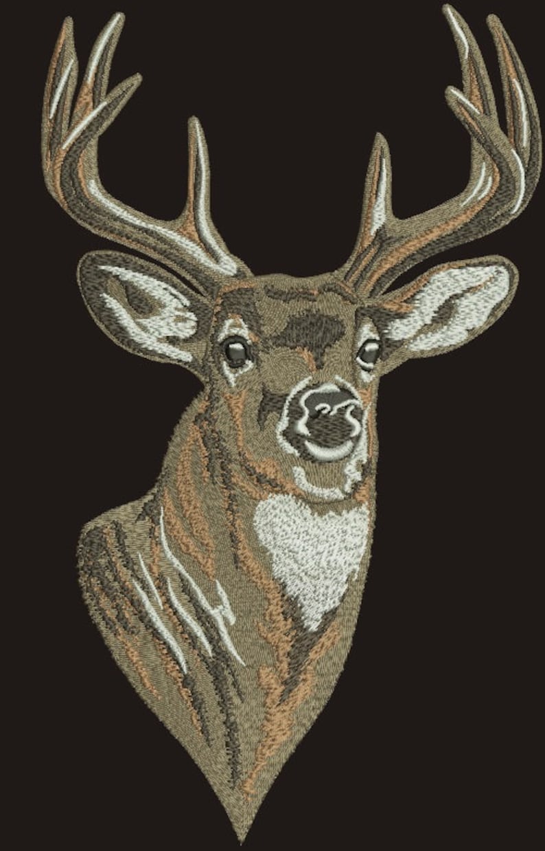 Whitetail Buck Deer Head Machine Embroidery Design Instant Etsy