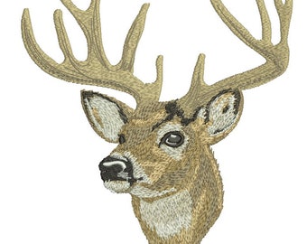 Whitetail Buck herten hoofd Machine borduurwerk Design direct downloaden