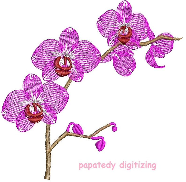 Orchid Machine Embroidery Design Tested Etsy