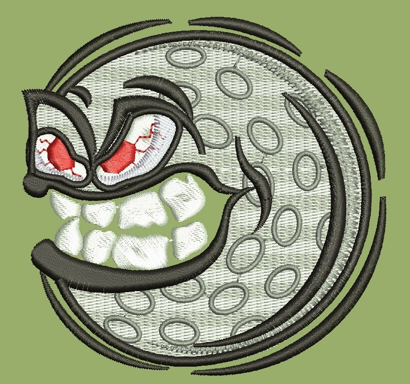 Golf Ball Face Cartoon Embroidery Design Instantly Download Etsy