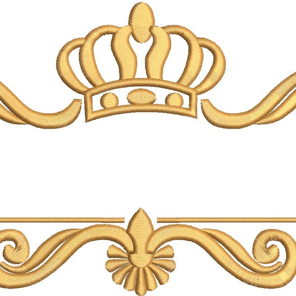 crown and baroque border Machine Embroidery Design  instantly download