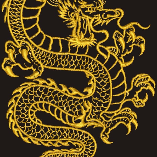gold Chinese dragon Machine Embroidery Design