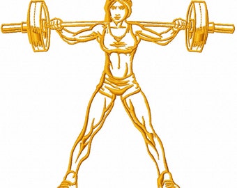 woman body builder Machine Embroidery Design, Instant Download