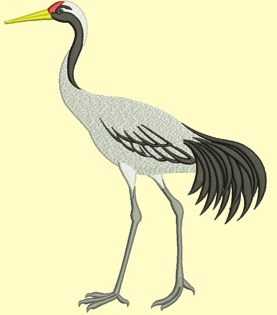 Crane Embroidery Design Etsy