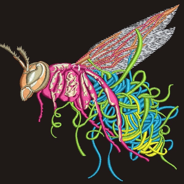 colorful bee Machine Embroidery design instantly download tested