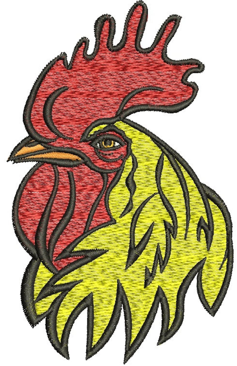 Rooster Machine Embroidery Design Etsy