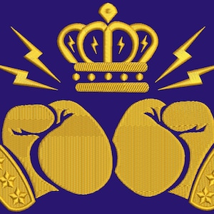 guantes de boxeo y diseño de bordado a máquina de laurel