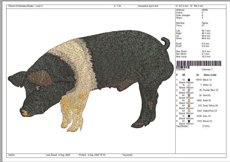 Hampshire Pig Machine Embroidery Designs INSTANT DOWNLOAD Etsy