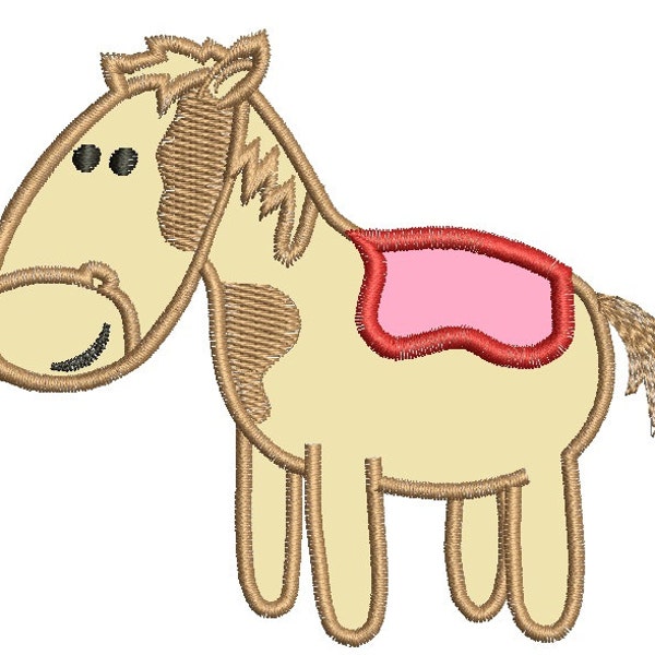 a horse with a saddle, applique,  machine embroidery design