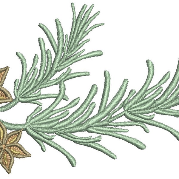 Branches de romarin et herbes de provence anis Motif de broderie machine