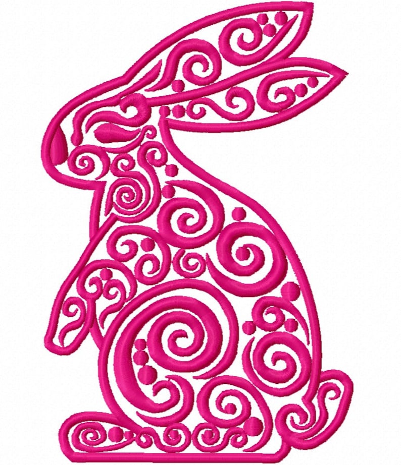 Scroll Outline Bunny Embroidery Design for Machine Embroidery - Etsy