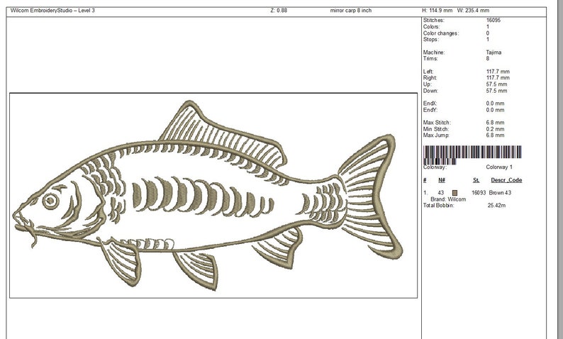 mirror carp common carp Cyprinus carpio CARP fish Machine Embroidery Design instant download image 5