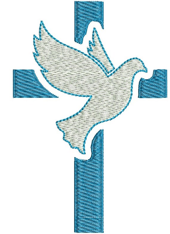 Cross With Dove Baptismal Cross Machine Embroidery Design Etsy