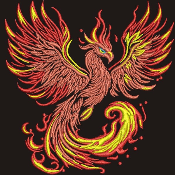 phoenix firebird embroidery design /  INSTANT DOWNLOAD / Three sizes