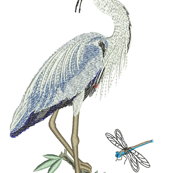 White heron embroidery design