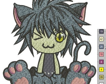 Anime Broderie De Chat Conception De Broderie A La Machine Etsy France