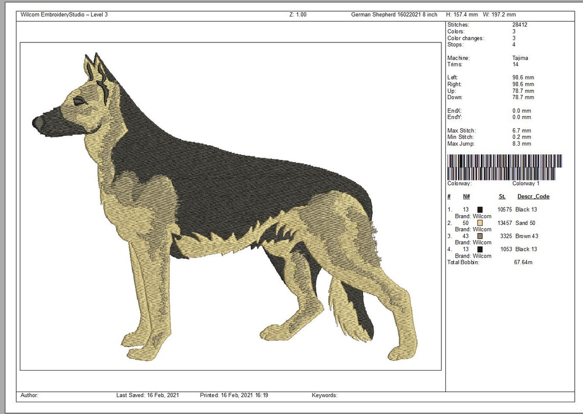 German Shepherd Machine Embroidery Design Instant Download Etsy